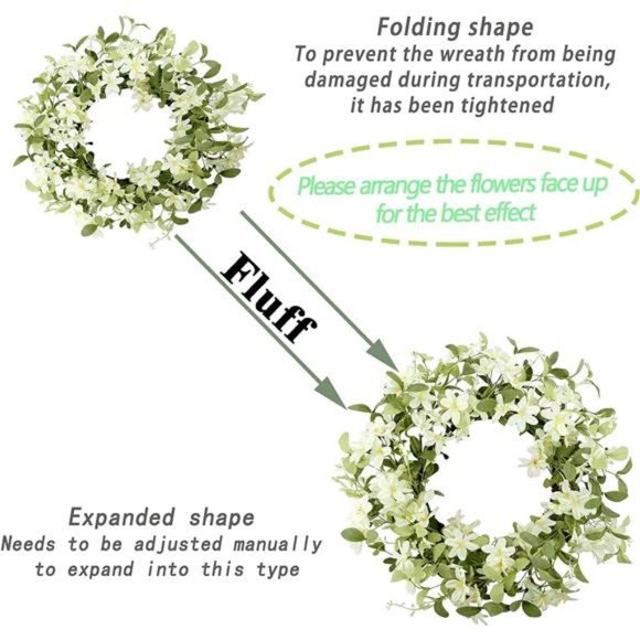 18'' Spring Wreath Summer Wreath for Front Door with Green Eucalyptus Leaves - Picture 5 of 8